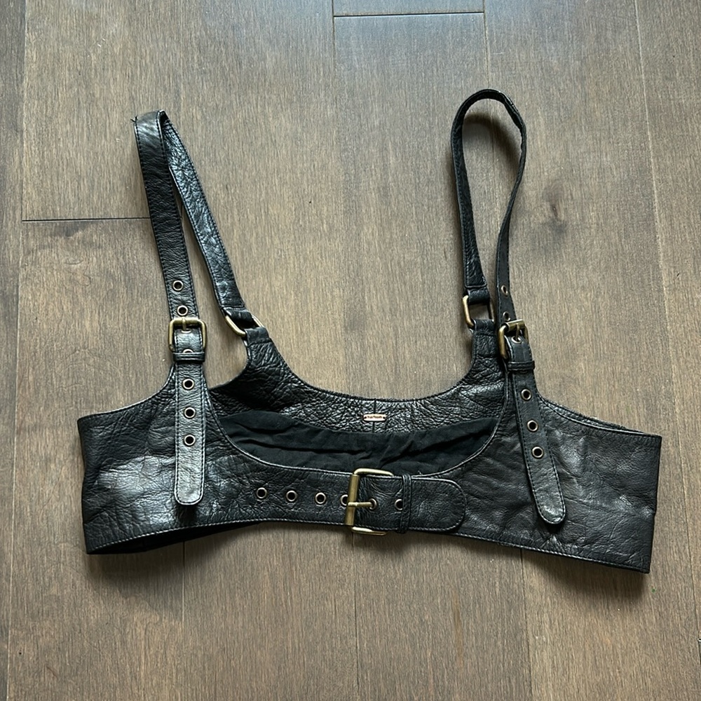 Free People Rebel Leather Harness - Black Large